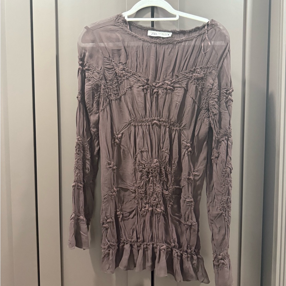 Elegant Brown Long Sleeve Top